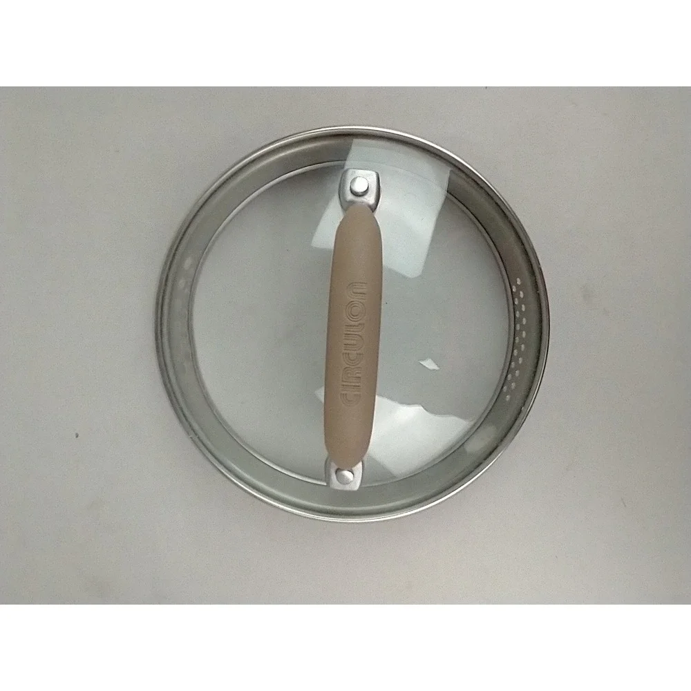 Circulon 7 Inch Straining Glass Lid Stainless Steel Rim Tan Handle XFAK2007154‎